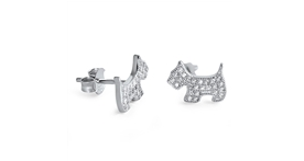 CZ & Sterling Silver Dog Earrings
