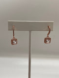 CZ Silver or Rose Gold Square Earrings
