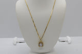 Cubic Zirconia Gold Plated Square Halo Necklace