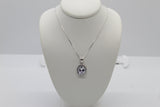 Sterling Silver Oval Cubic Zirconia Halo Pendant