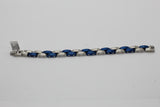 Stainless Steel Link Band Silver and Blue Bracelet