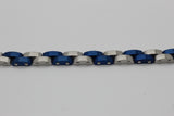 Stainless Steel Link Band Silver and Blue Bracelet