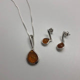 Cognac Amber Necklace and Earrings Set