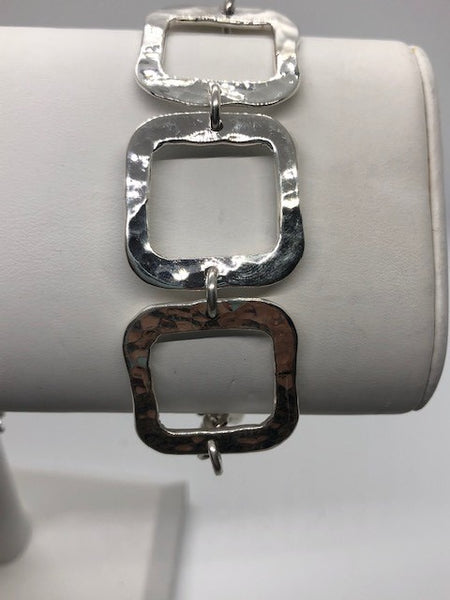 Hammered Square Silver Bracelet