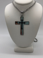 Black and Stainless Steel Cross Necklace