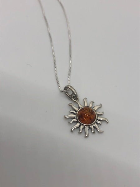 Cognac Amber Sun Necklace