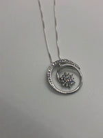 CZ Circle Necklace with Flower