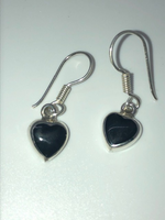 Black Onyx Heart Dangle Earrings
