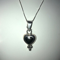 Black Onyx Heart Necklace and Earring Set