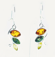 Multi-color Baltic Amber Dangle Earrings