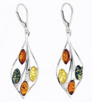 Multi-color Baltic Amber Dangle Earrings