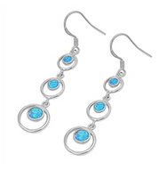 Blue Lab Opal Multi Circle Dangle Earrings