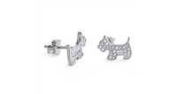 CZ & Sterling Silver Dog Earrings