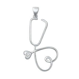 CZ Heart Stethoscope Necklace
