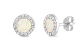 Circle Lab Opal Earrings with CZ's