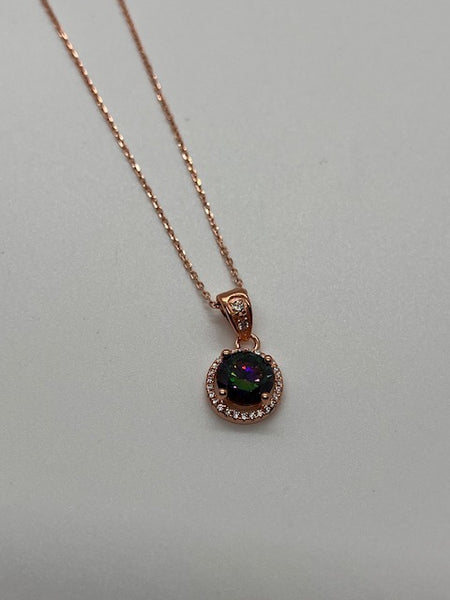 Mystic Topaz and Rose Gold Necklace and Earrings