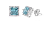 Colored Square CZ Earrings