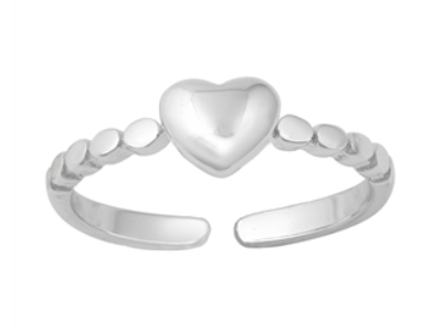 Silver Toe Ring - Heart