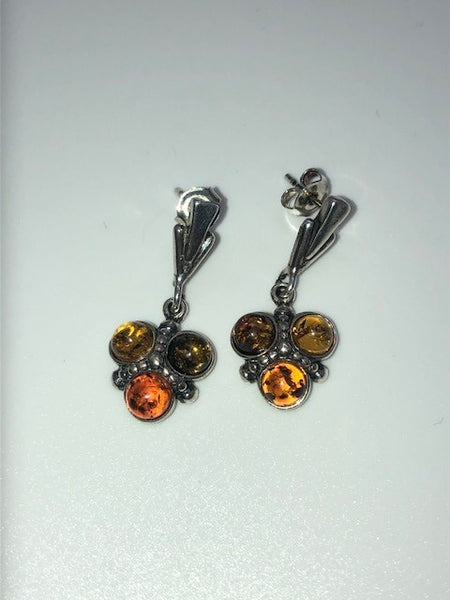 Multi-color Baltic Amber Dangle Earrings