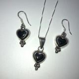 Black Onyx Heart Necklace and Earring Set